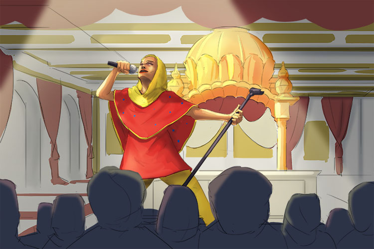 She sang at (Sangat) an event held by the community of people in the gurdwara